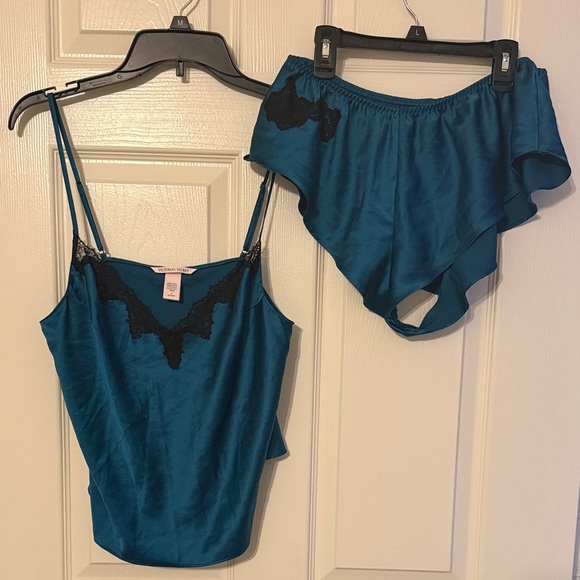 Victoria's Secret Other - Victoria's Secret Blue Chemise with Black Lace Trim